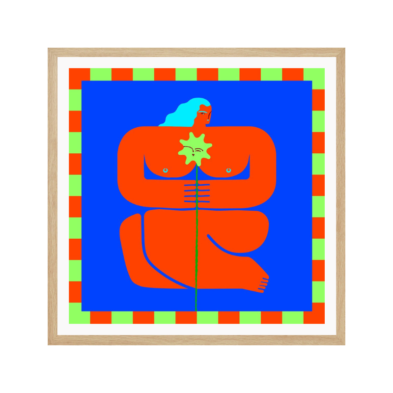 Cuadro "Stylized Human Form with Vibrant Orange and Blue Hues"