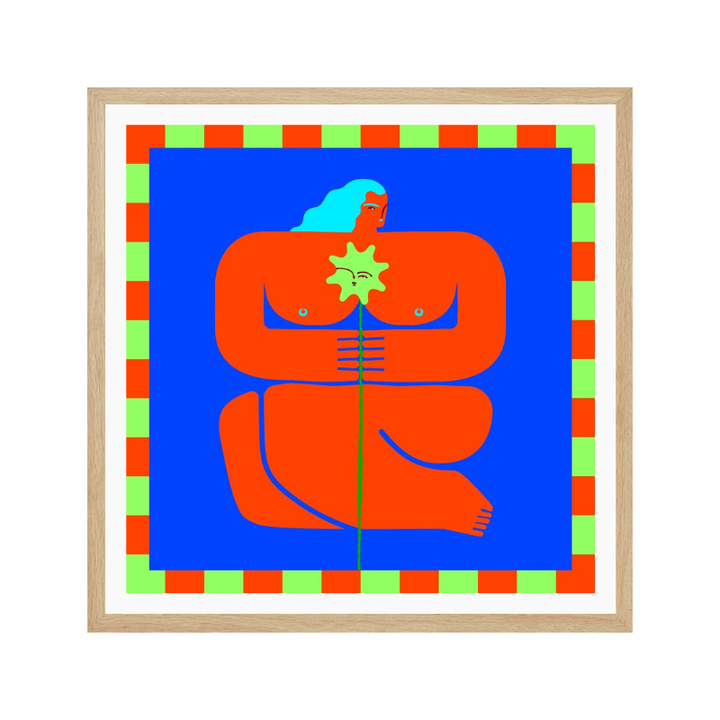 Cuadro "Stylized Human Form with Vibrant Orange and Blue Hues"