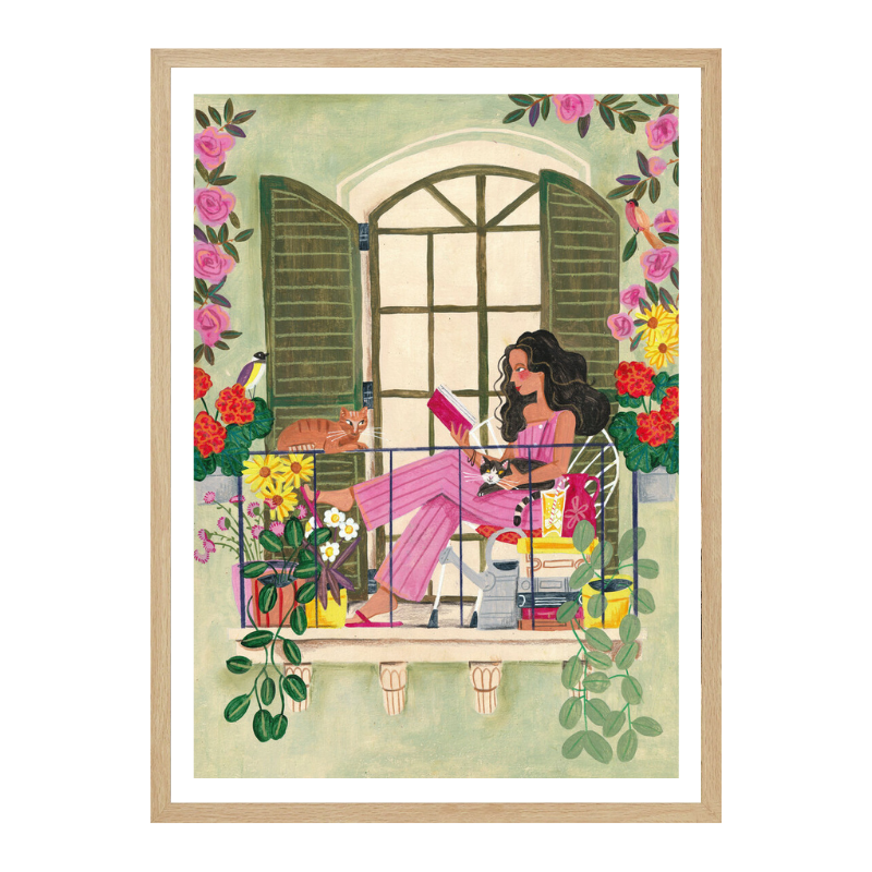 Cuadro "Woman reads on balcony"