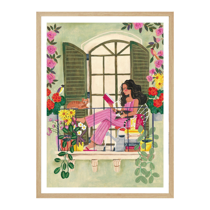 Cuadro "Woman reads on balcony"