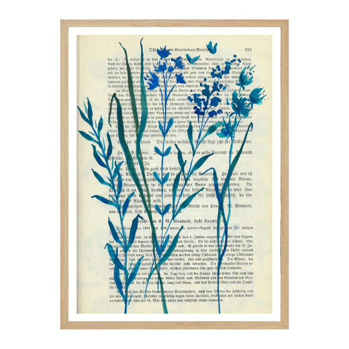 Cuadro "Denim blue sketch with wild grasses"