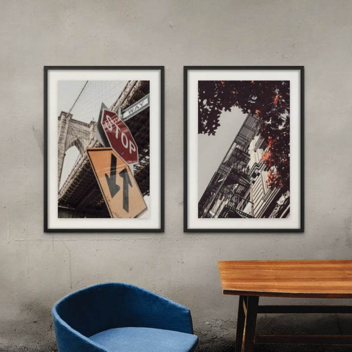 Set "Brooklyn Bridge Stop" + "New York City Autumn" Art Prints