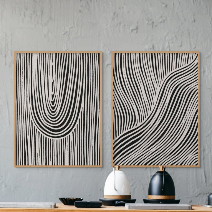 Set "Beige Wave Pattern"" Art Prints