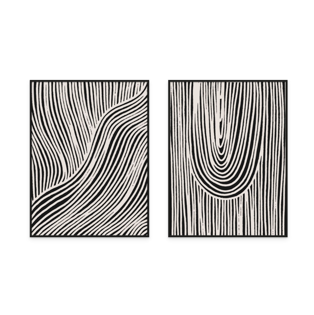 Set "Beige Wave Pattern"" Art Prints