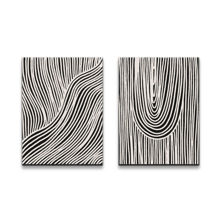 Set "Beige Wave Pattern" + "Hanging Stripes" Art Prints