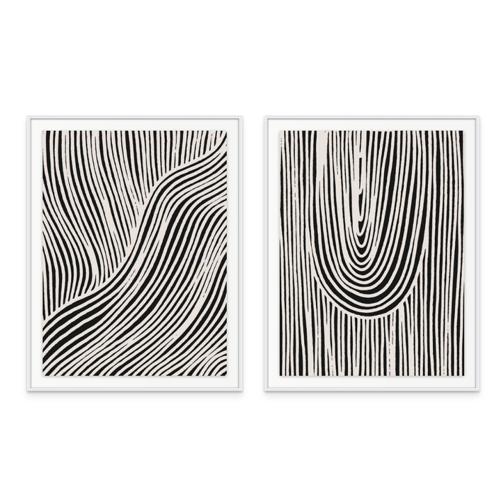 Set "Beige Wave Pattern" + "Hanging Stripes" Art Prints