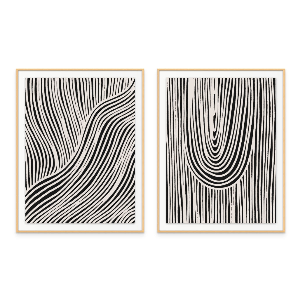 Set "Beige Wave Pattern"" Art Prints