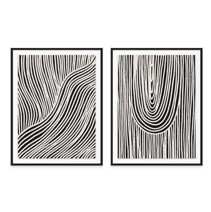 Set "Beige Wave Pattern"" Art Prints