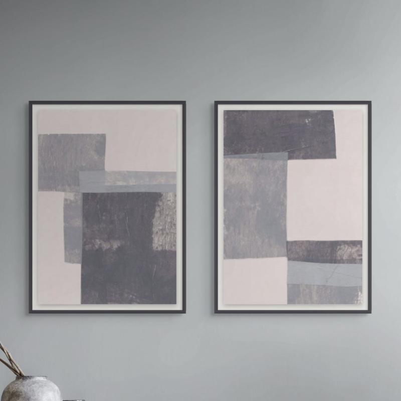 Set "Gray Blocks" Art Prints