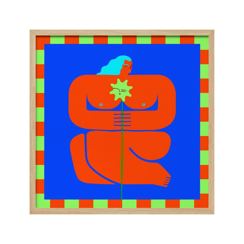 Cuadro "Stylized Human Form with Vibrant Orange and Blue Hues"