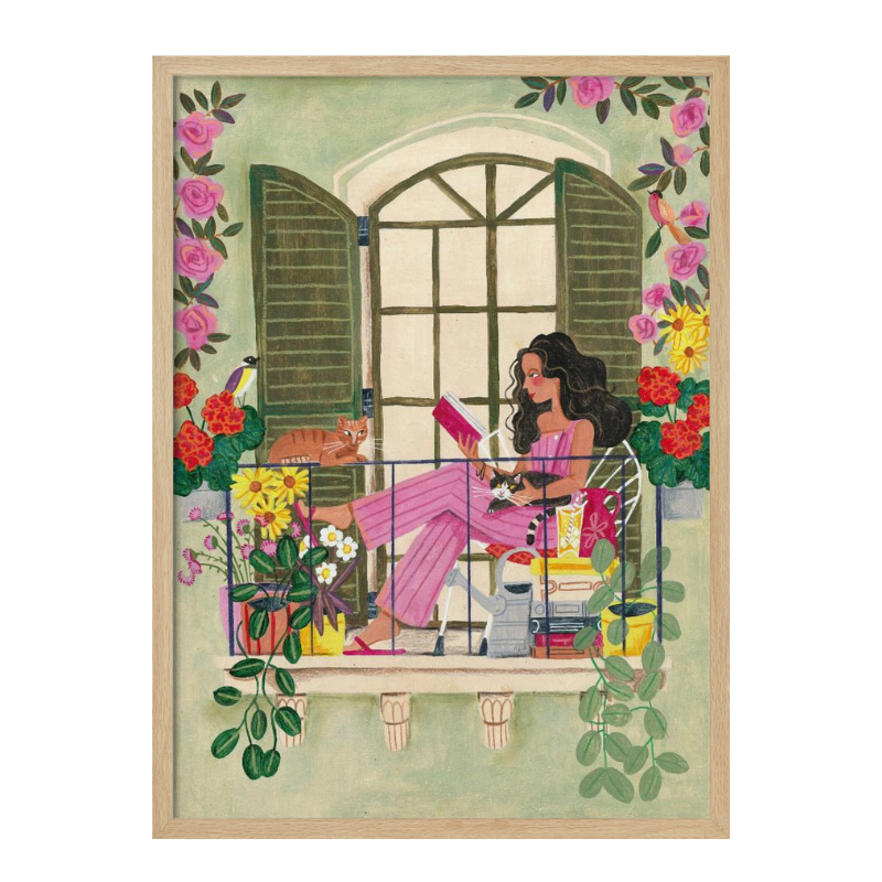 Cuadro "Woman reads on balcony"