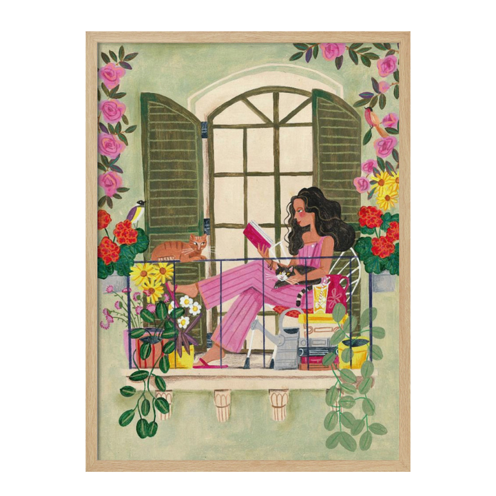 Cuadro "Woman reads on balcony"