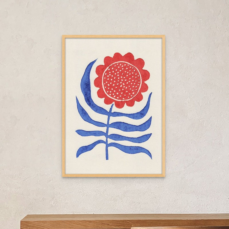 Red Flower / Lino Art Print