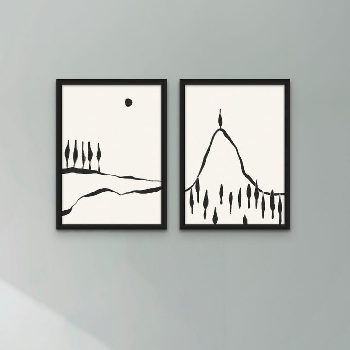 Set "Minimal Line Landscape #1" + "Minimal Line Landscape #2" Art Prints