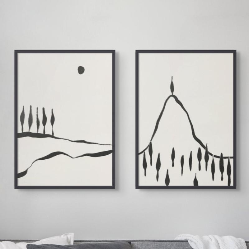 Set "Minimal Line Landscape" Art Prints