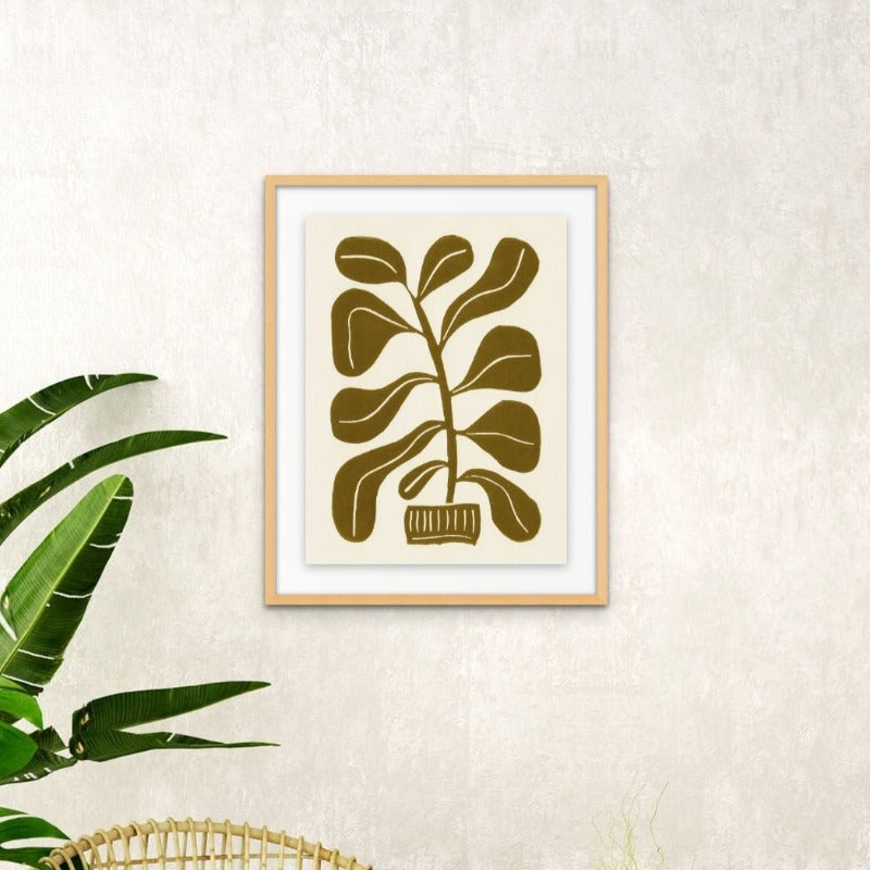 Linocut Houseplant #2 Art Print