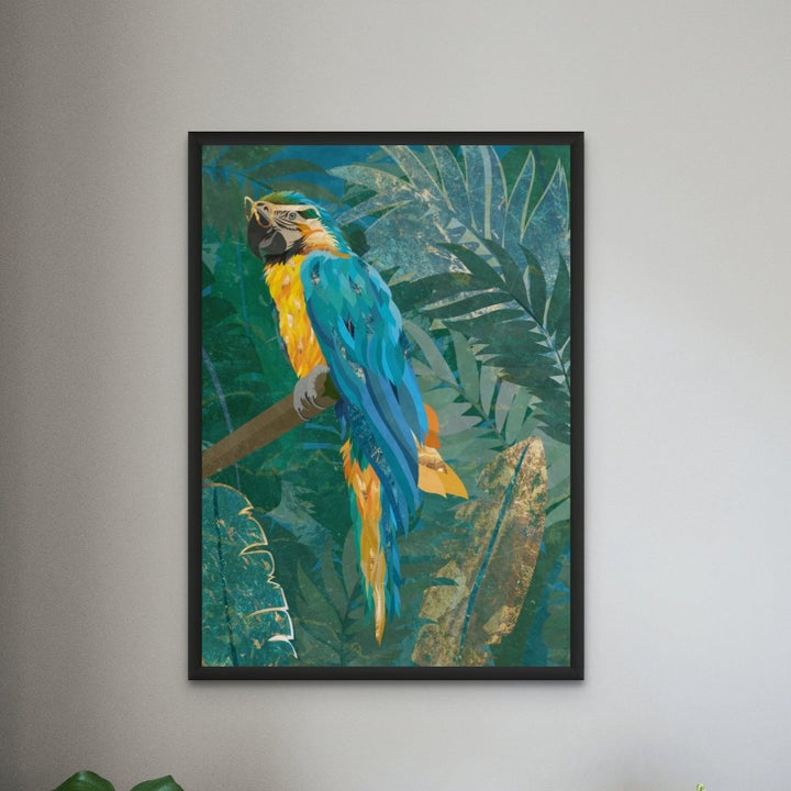 Blue parrot in the rainforest Art Print