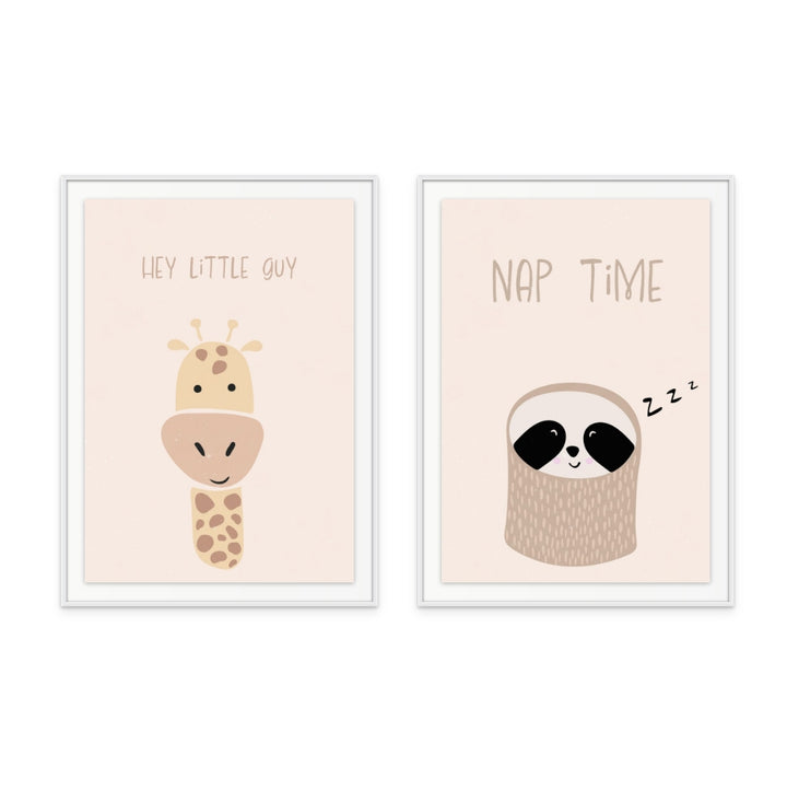 Set "Giraffe nursery" + "Nap time" Art Prints