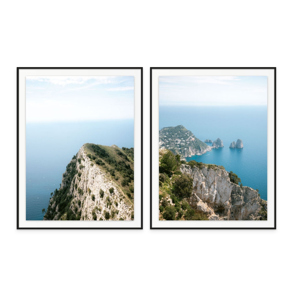 Set "Mount Solaro Capri" + "Coast of Capri Italy" Art Prints