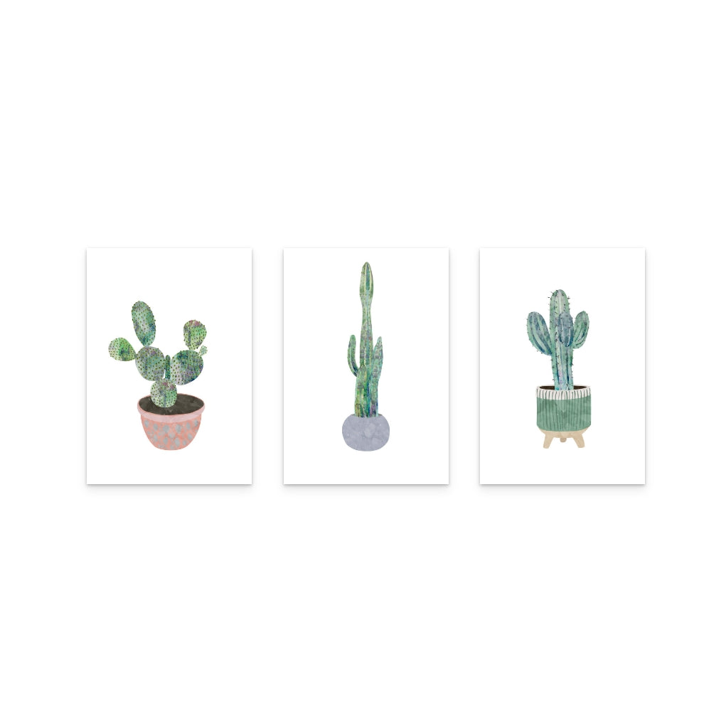 Set de "Boho scandi cactus 1" + "Boho scandi cactus 2" + "Boho scandi cactus 3" Art Prints