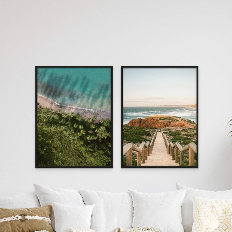 Set "Palm Beach from Above" + "Walkway into the Algarve" Art Prints