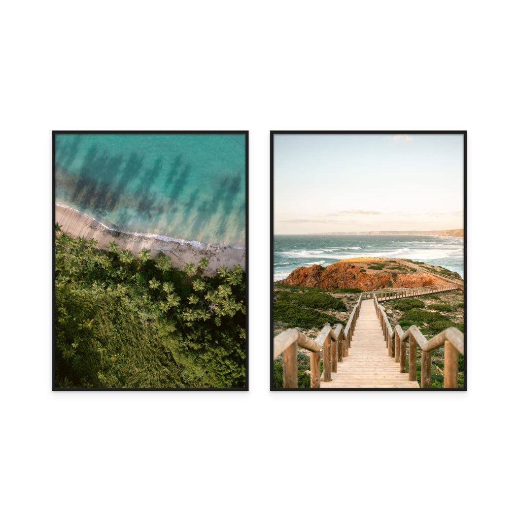 Set "Palm Beach from Above" + "Walkway into the Algarve" Art Prints