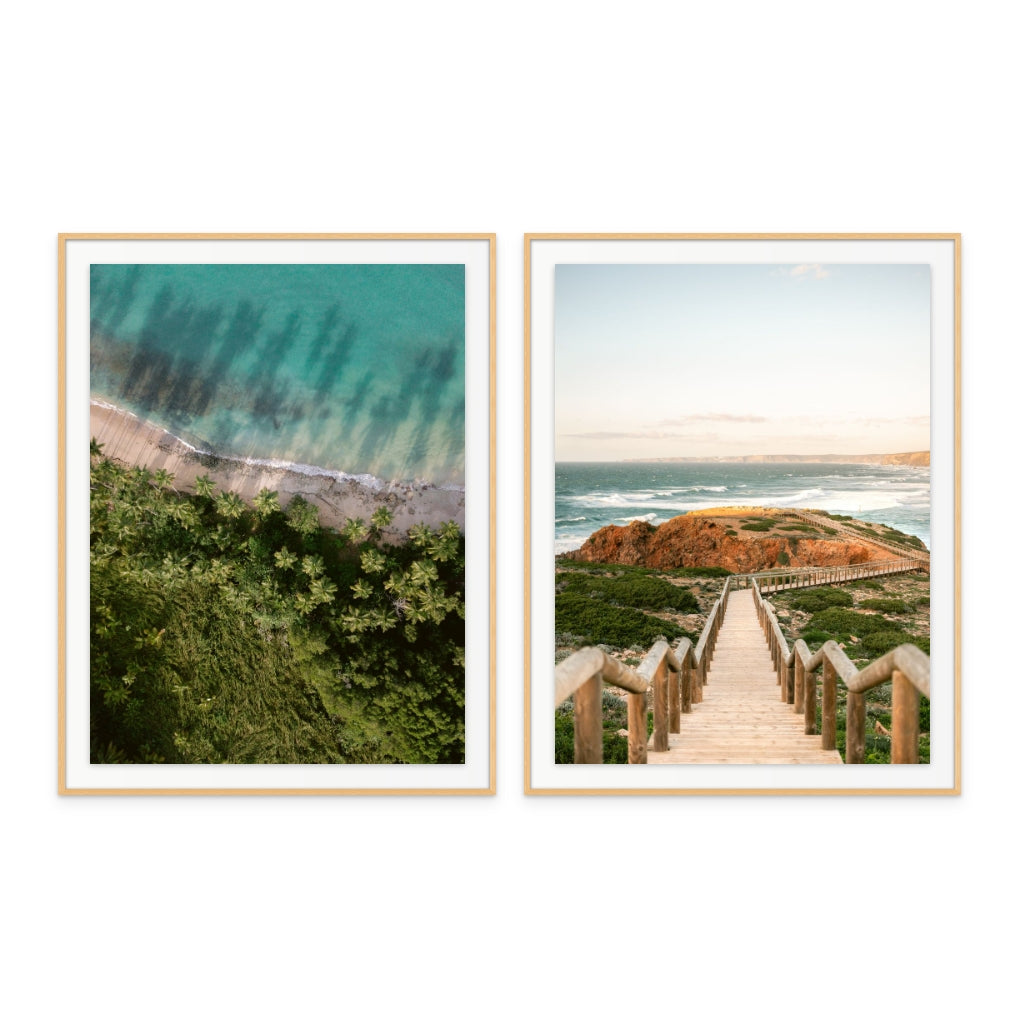 Set "Palm Beach from Above" + "Walkway into the Algarve" Art Prints