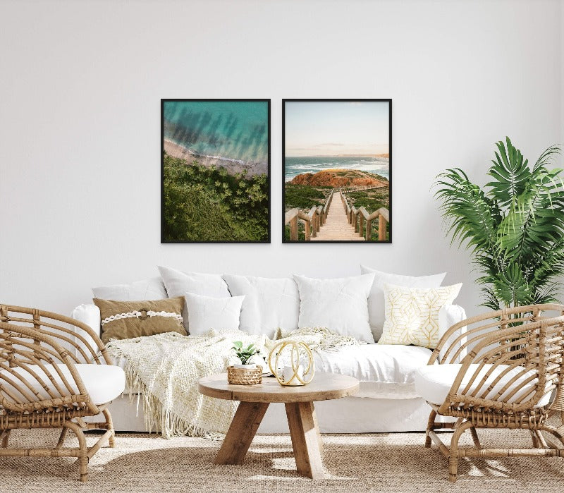 Set "Palm Beach from Above" + "Walkway into the Algarve" Art Prints