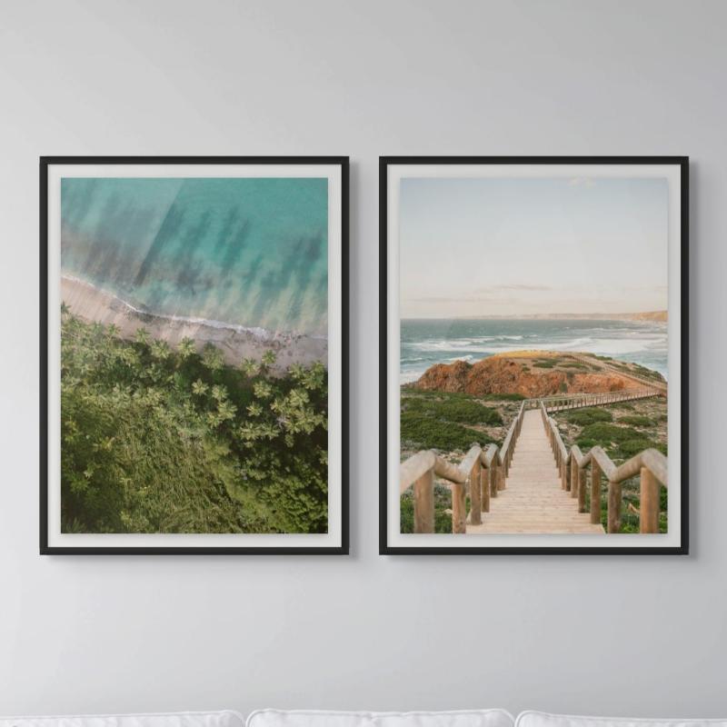 Set "Palm Beach from Above" + "Walkway into the Algarve" Art Prints