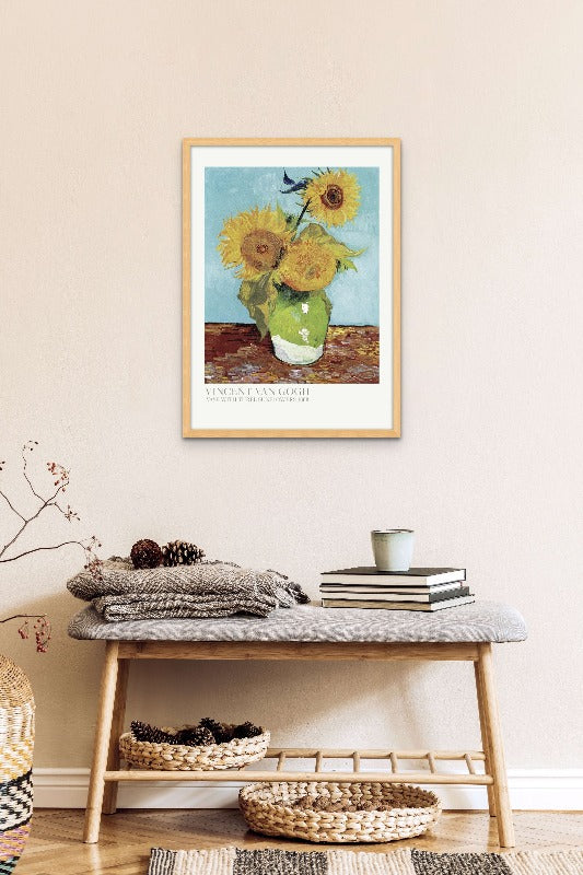 Vase With Three Sunflowers Art Print