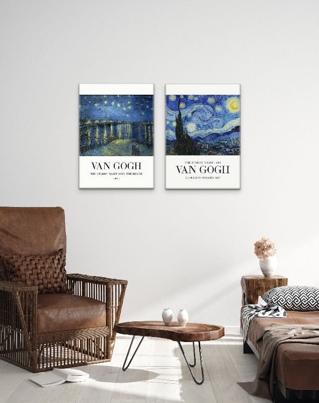 Set "The Starry Night" + "The Starry Night Over The Rhone" Art Prints