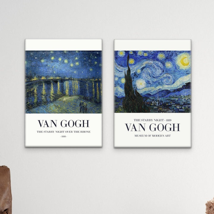 Set "The Starry Night" + "The Starry Night Over The Rhone" Art Prints