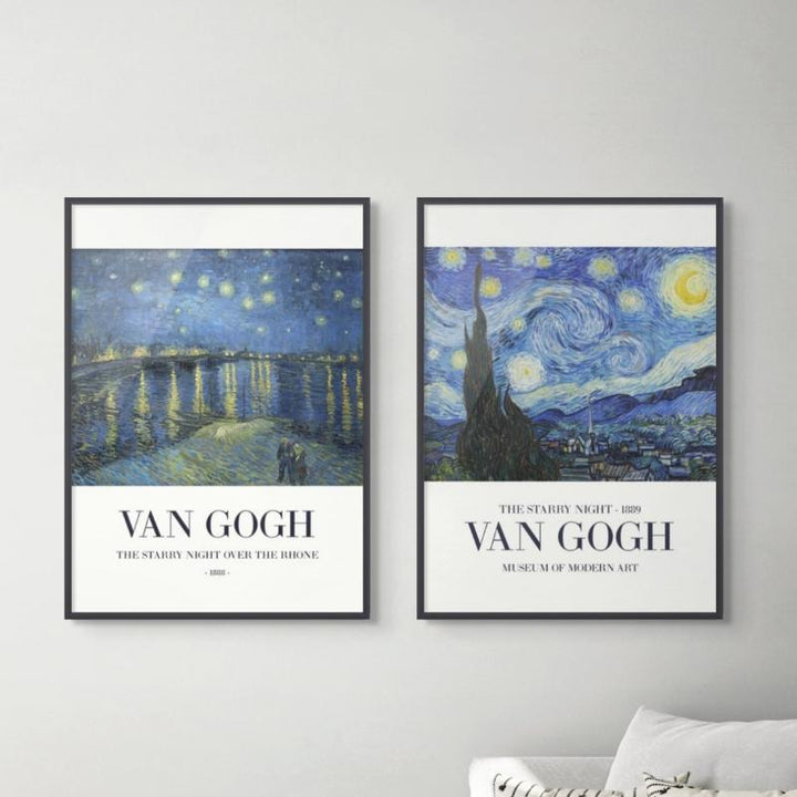 Set "The Starry Night" + "The Starry Night Over The Rhone" Art Prints