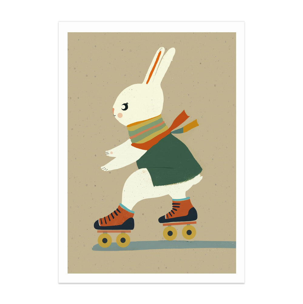 Inline Skating Bunny Art Print