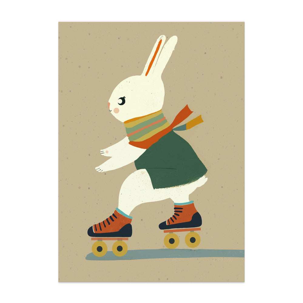 Inline Skating Bunny Art Print