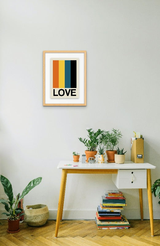 Retro Stripe LOVE Sundaze Art Print