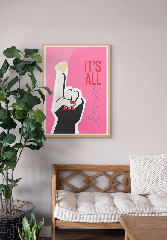 All Love Hand Pink Art Print