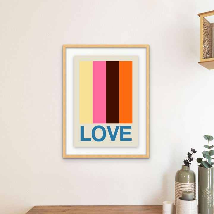 Retro Stripe LOVE Summer Fruits Art Print