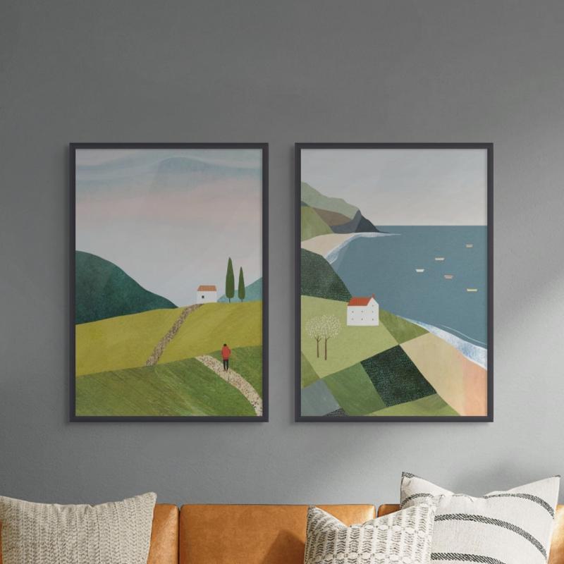 Set "House on the Cliff" + "Walking Home" Art Print