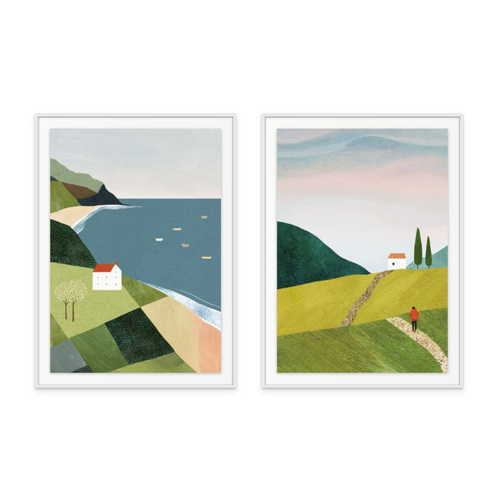 Set "House on the Cliff" +  "Walking Home" Art Print