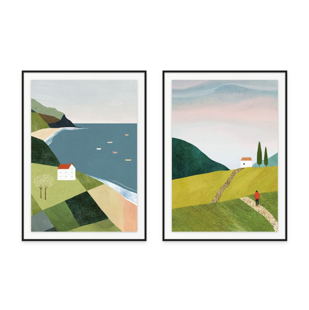 Set "House on the Cliff" + "Walking Home" Art Print