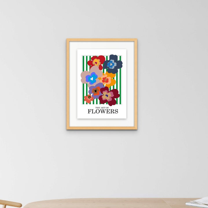 The Art Of Flowers Green Stripe Art Print