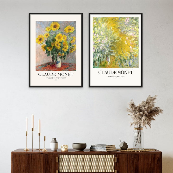 Set "Bouquet Of Sunflowers" + "The Path Through The Irises" Art Prints