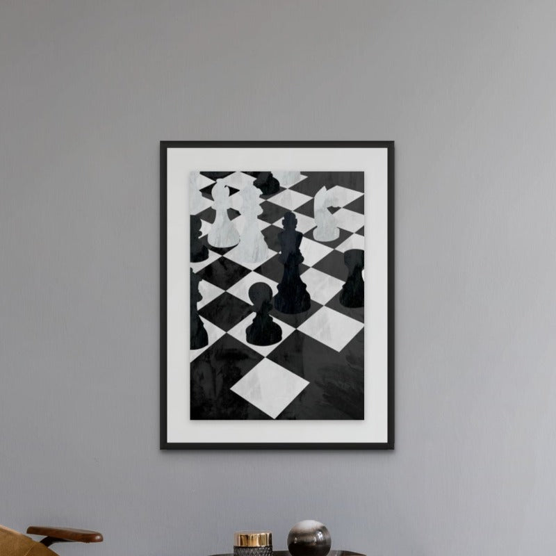 Chess black and white Art Print