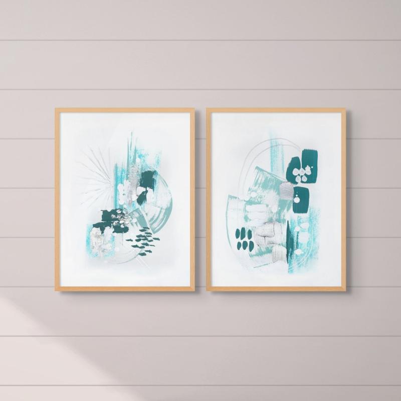 Set "Abstract Mint" Art Prints