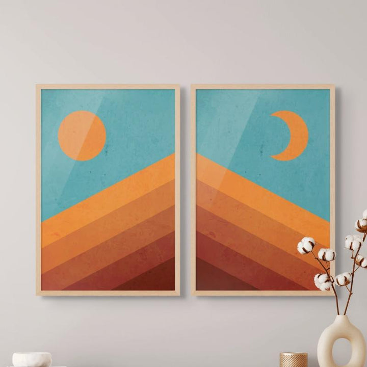 Set "Abstract Mountain Sunrise" Art Prints