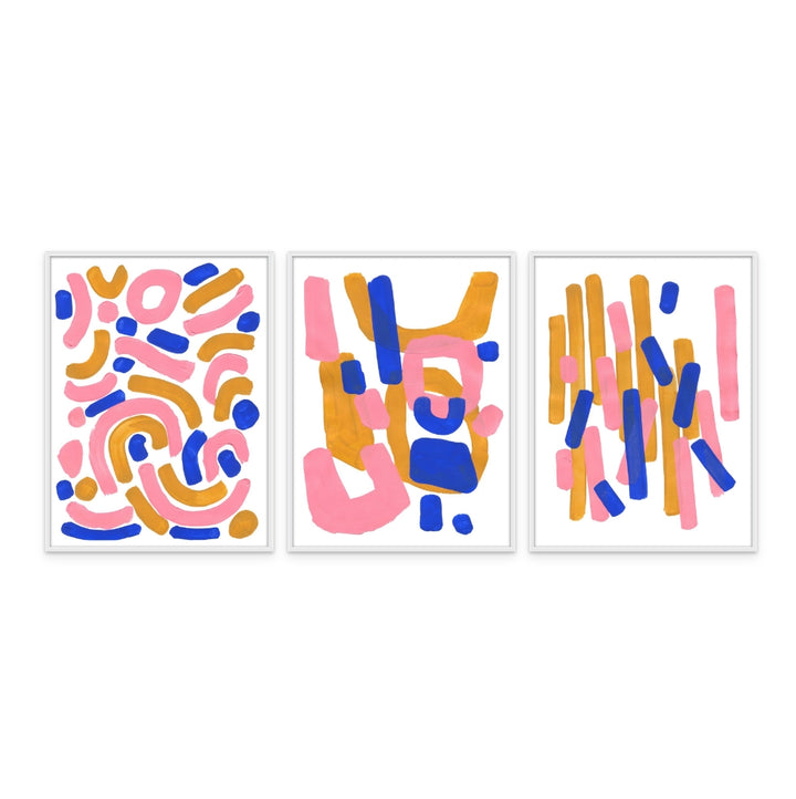 Set "Pink Confetti" + "Pink Smile" + "Pink Wiggle" Art Prints