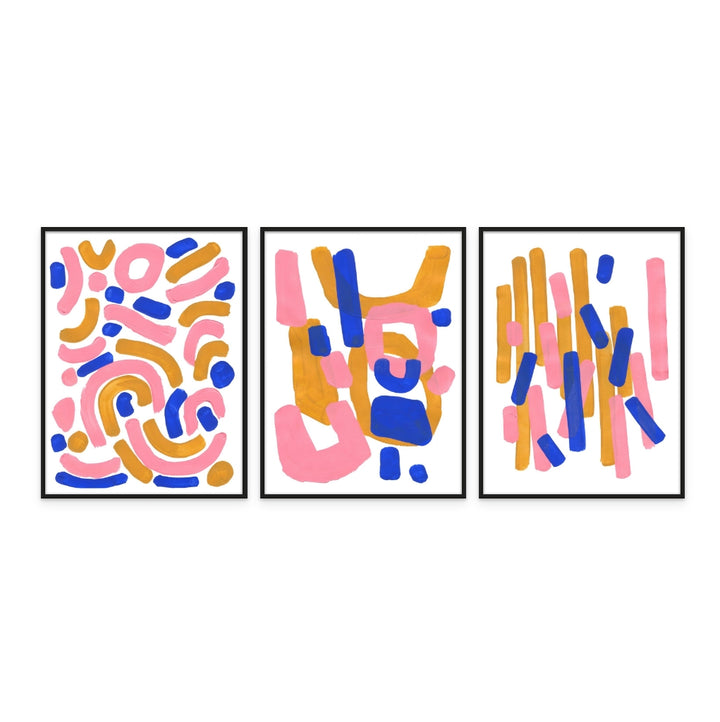 Set "Pink Confetti" + "Pink Smile" + "Pink Wiggle" Art Prints