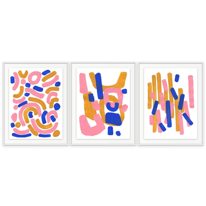 Set "Pink Confetti" + "Pink Smile" + "Pink Wiggle" Art Prints