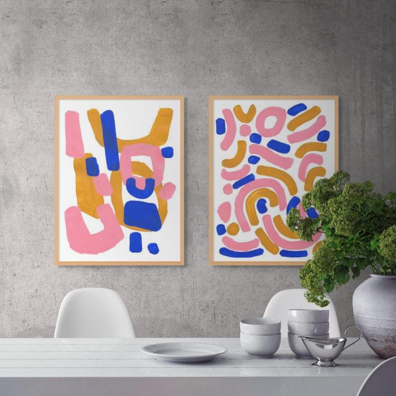 Set "Pink Wiggle" + "Pink Smile" Art Prints